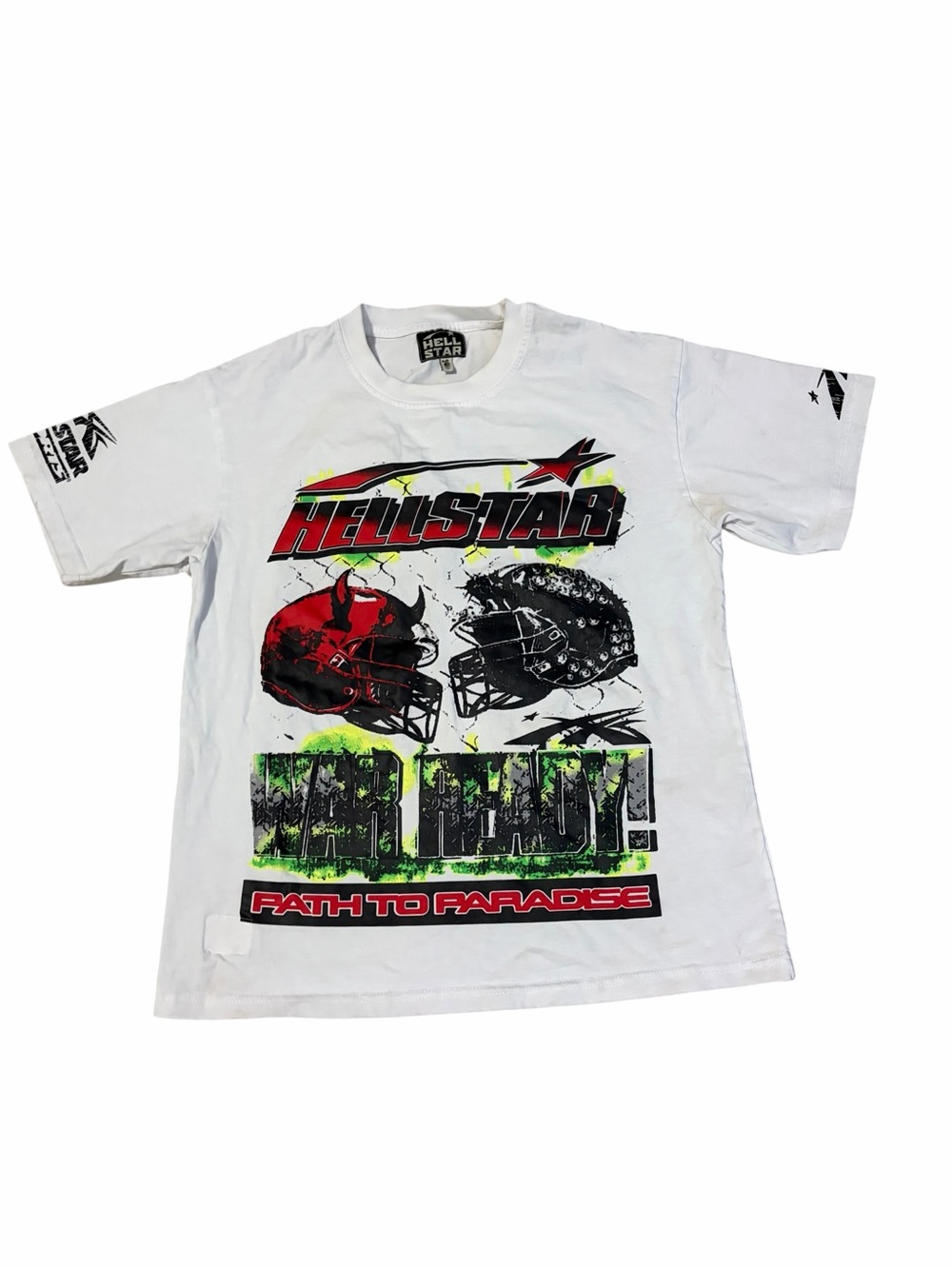 Hellstar War Ready Path to Paradise Double Sided Shirt Mens Small White